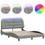 Bed frame with LED lights light gray fabric 140x190 cm by , Beds and slatted bases - Ref: Foro24-3213697, Price: 208,23 €, Di...