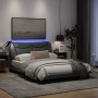 Bed frame with LED lights light gray fabric 140x190 cm by , Beds and slatted bases - Ref: Foro24-3213697, Price: 209,58 €, Di...