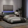 Bed frame with LED lights light gray fabric 140x190 cm by , Beds and slatted bases - Ref: Foro24-3213697, Price: 208,23 €, Di...