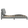 Estructura de cama con luces LED tela gris claro 140x190 cm
