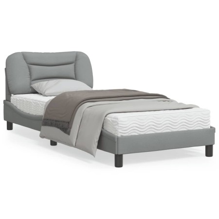 Bed frame with LED lights light gray fabric 90x200 cm by , Beds and slatted bases - Ref: Foro24-3213676, Price: 156,96 €, Dis...