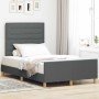Estructura de cama con cabecera Gris oscuro 120 x 190 cm tela