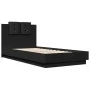 Estructura de cama con cabecero y luces LED negro 90x190 cm de , Camas y somieres - Ref: Foro24-3210060, Precio: 167,33 €, De...
