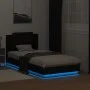 Estructura de cama con cabecero y luces LED negro 90x190 cm de , Camas y somieres - Ref: Foro24-3210060, Precio: 167,33 €, De...