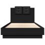Bed frame with headboard and LED lights black 90x190 cm by , Beds and slatted bases - Ref: Foro24-3210060, Price: 169,30 €, D...