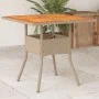 Garden table synthetic rattan beige acacia wood 80x80x75 cm by , Garden tables - Ref: Foro24-368133, Price: 85,05 €, Discount: %