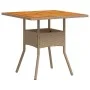 Garden table synthetic rattan beige acacia wood 80x80x75 cm by , Garden tables - Ref: Foro24-368133, Price: 85,05 €, Discount: %