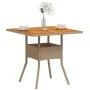 Mesa de jardín ratán sintético madera acacia beige 80x80x75 cm de , Mesas de jardín - Ref: Foro24-368133, Precio: 85,15 €, De...