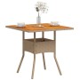 Mesa de jardín ratán sintético madera acacia beige 80x80x75 cm de , Mesas de jardín - Ref: Foro24-368133, Precio: 89,53 €, De...