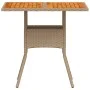 Garden table synthetic rattan beige acacia wood 80x80x75 cm by , Garden tables - Ref: Foro24-368133, Price: 85,05 €, Discount: %