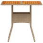 Mesa de jardín ratán sintético madera acacia beige 80x80x75 cm de , Mesas de jardín - Ref: Foro24-368133, Precio: 89,53 €, De...