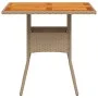 Garden table synthetic rattan beige acacia wood 80x80x75 cm by , Garden tables - Ref: Foro24-368133, Price: 85,05 €, Discount: %