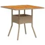 Garden table synthetic rattan beige acacia wood 80x80x75 cm by , Garden tables - Ref: Foro24-368133, Price: 85,05 €, Discount: %