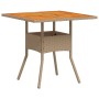 Mesa de jardín ratán sintético madera acacia beige 80x80x75 cm de , Mesas de jardín - Ref: Foro24-368133, Precio: 89,53 €, De...