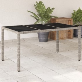 Garden table glass surface PE rattan gray 150x90x75 cm by , Garden tables - Ref: Foro24-368125, Price: 134,50 €, Discount: %
