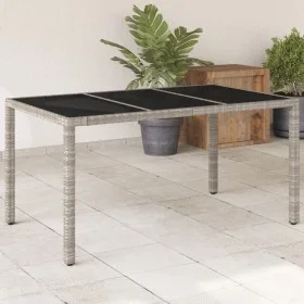 Garden table glass surface PE rattan gray 150x90x75 cm by , Garden tables - Ref: Foro24-368125, Price: 141,34 €, Discount: %