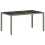 Mesa de jardín superficie de vidrio ratán PE gris 150x90x75 cm de , Mesas de jardín - Ref: Foro24-368125, Precio: 141,34 €, D...