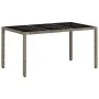 Mesa de jardín superficie de vidrio ratán PE gris 150x90x75 cm de , Mesas de jardín - Ref: Foro24-368125, Precio: 141,34 €, D...