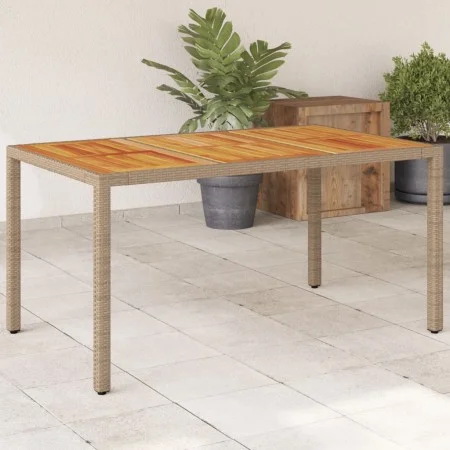 Garden table PE rattan and beige acacia wood 150x90x75 cm by , Garden tables - Ref: Foro24-368127, Price: 151,76 €, Discount: %