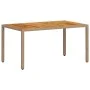 Garden table PE rattan and beige acacia wood 150x90x75 cm by , Garden tables - Ref: Foro24-368127, Price: 151,76 €, Discount: %