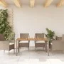 Garden table PE rattan and beige acacia wood 150x90x75 cm by , Garden tables - Ref: Foro24-368127, Price: 151,76 €, Discount: %