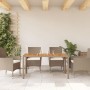Mesa de jardín ratán PE y madera acacia beige 150x90x75 cm