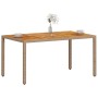 Garden table PE rattan and beige acacia wood 150x90x75 cm by , Garden tables - Ref: Foro24-368127, Price: 143,82 €, Discount: %