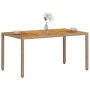 Garden table PE rattan and beige acacia wood 150x90x75 cm by , Garden tables - Ref: Foro24-368127, Price: 151,76 €, Discount: %