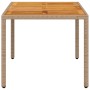 Garden table PE rattan and beige acacia wood 150x90x75 cm by , Garden tables - Ref: Foro24-368127, Price: 143,82 €, Discount: %