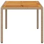 Garden table PE rattan and beige acacia wood 150x90x75 cm by , Garden tables - Ref: Foro24-368127, Price: 151,76 €, Discount: %