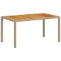 Garden table PE rattan and beige acacia wood 150x90x75 cm by , Garden tables - Ref: Foro24-368127, Price: 151,76 €, Discount: %