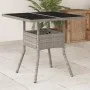 Garden table glass surface and gray PE rattan 80x80x75 cm by , Garden tables - Ref: Foro24-368131, Price: 81,34 €, Discount: %