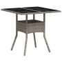 Garden table glass surface and gray PE rattan 80x80x75 cm by , Garden tables - Ref: Foro24-368131, Price: 82,97 €, Discount: %