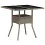 Garden table glass surface and gray PE rattan 80x80x75 cm by , Garden tables - Ref: Foro24-368131, Price: 81,34 €, Discount: %