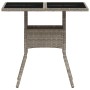 Garden table glass surface and gray PE rattan 80x80x75 cm by , Garden tables - Ref: Foro24-368131, Price: 82,97 €, Discount: %