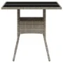 Garden table glass surface and gray PE rattan 80x80x75 cm by , Garden tables - Ref: Foro24-368131, Price: 81,34 €, Discount: %