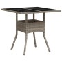 Garden table glass surface and gray PE rattan 80x80x75 cm by , Garden tables - Ref: Foro24-368131, Price: 82,97 €, Discount: %