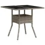 Garden table glass surface and gray PE rattan 80x80x75 cm by , Garden tables - Ref: Foro24-368131, Price: 81,34 €, Discount: %