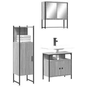 Sonoma gray plywood 3-piece bathroom furniture set by , Bathroom furniture - Ref: Foro24-3214698, Price: 159,05 €, Discount: %