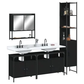 Black plywood 4-piece bathroom furniture set by , Bathroom furniture - Ref: Foro24-3214685, Price: 246,72 €, Discount: %