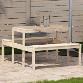 Mesa de picnic madera maciza de pino 110x134x75 cm de , Mesas de jardín - Ref: Foro24-832557, Precio: 85,44 €, Descuento: %