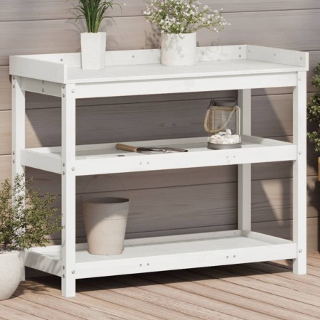 Plantation table with white pine wood shelves 108x45x86.5 cm by , Pot stands - Ref: Foro24-832438, Price: 144,62 €, Discount: %