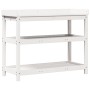 Plantagentisch mit Regalen aus weißem Kiefernholz, 108 x 45 x 86,5 cm von , Topfständer - Ref: Foro24-832438, Preis: 144,62 €...
