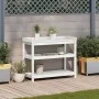 Plantagentisch mit Regalen aus weißem Kiefernholz, 108 x 45 x 86,5 cm von , Topfständer - Ref: Foro24-832438, Preis: 142,51 €...