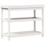 Plantation table with white pine wood shelves 108x45x86.5 cm by , Pot stands - Ref: Foro24-832438, Price: 144,62 €, Discount: %
