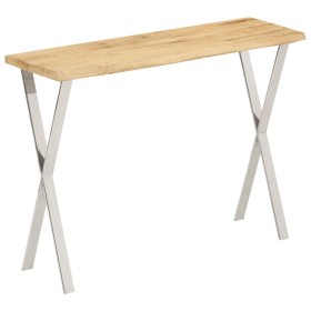 Mesa consola con borde natural madera mango maciza 105x33x76 cm