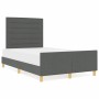 Estructura de cama con cabecera Gris oscuro 120 x 190 cm tela