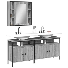 Set de muebles de baño 3 pzas madera contrachapada gris sonoma de , Muebles de baño - Ref: Foro24-3214728, Precio: 180,92 €, ...