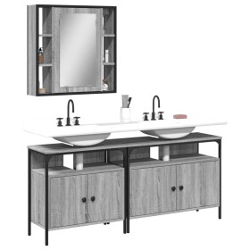 Set de muebles de baño 3 pzas madera contrachapada gris sonoma de , Muebles de baño - Ref: Foro24-3214728, Precio: 183,76 €, ...