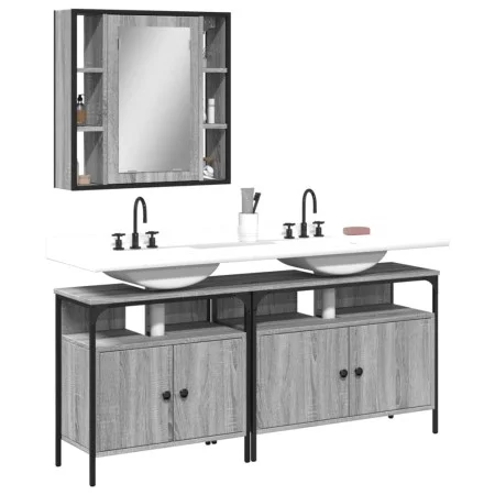 Set de muebles de baño 3 pzas madera contrachapada gris sonoma de , Muebles de baño - Ref: Foro24-3214728, Precio: 183,64 €, ...